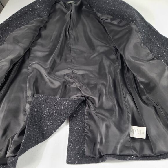Talbots Black White Fleck Wool Silk Blend Blazer Jacket Coat Pockets Size 4 - Picture 4 of 6